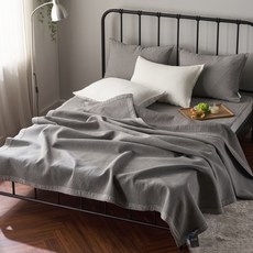 May人造絲直線絎縫床墊+枕頭套組, 木炭