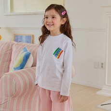 Uravi 兒童彩虹微笑長袖圓領棉質T恤