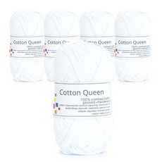 쎄비 코튼 퀸 뜨개실 50g, 1 흰색, 5개