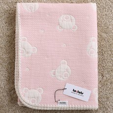 to tots 提花雙面紗布毯, 粉紅色 + 象牙白