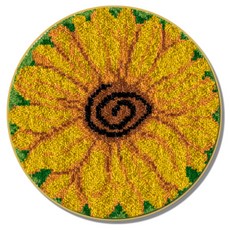 Allode 圓形花朵地毯 DIY 手工刺繡套組 英文版 白色印刷網格, 1套, 01