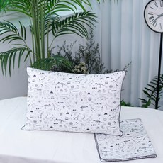 ahtty blanc 兒童四季純棉枕頭套2件 + 可調式高度枕芯組, 恐龍世界