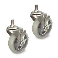 MASTER. S 不鏽鋼腳輪 輕量型 DS 22 系列 DS 2250 ELP-BT BK 12.7cm 不鏽鋼 靜音 (白色)螺栓-B/K, 2個