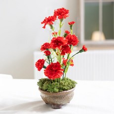 flowertree 人造花母親節噴霧康乃馨花盆組 28cm, 混色