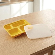 네스틱 유아용 킨더플레이트 식판 + 실리콘 커버 세트, 레몬옐로우, 1세트, 플레이트 + 커버