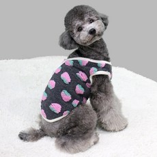 Dr. Blank 寵物 Blank Dog 草莓刷毛背心, 黑色