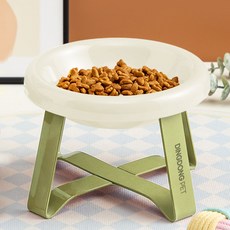 딩동펫 반려동물 동글 마카롱 도자기 식기, 크림화이트, 1개