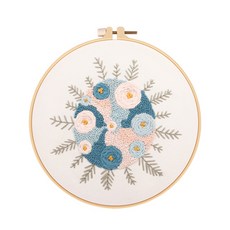 Quardi DIY 春花刺繡全套組合, 1套, 藍色 粉紅色