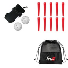 NAYASTYLE 高爾夫球袋 + 塑膠高爾夫長球梯 10入 + 收納袋套組 GFYP-134-3+185-5pU, 混合色(收納袋), 單一色(高爾夫球梯)