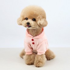 Grooming Dog 寵物雙鈕扣天鵝絨連帽T恤, 1個, 粉紅色