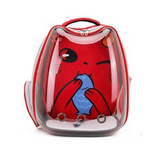 PETRONG 透明印花貓咪外出後背包, 紅色的