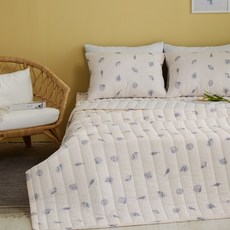 印花絎縫泡泡紗涼被, 海灘（米色）