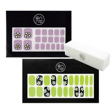 onnu 美甲布丁凝膠 薰衣草足部美甲貼 + MJ花朵美甲貼 + 磨砂拋光棒, 混合色, 1組