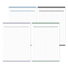 Urban 格紋筆記本 A4 4款 B, 海洋藍 + 黑色 + 紫丁香色 + 鼠尾草綠, 1套