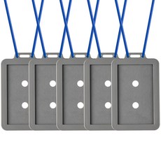 FLaiTO 矽膠員工證卡套 5入 + 掛繩 5入 套組, 灰色(卡套), 藍色(掛繩), 1套