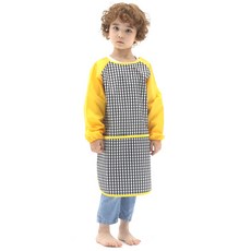 플리에 유아용 긴소매 방수 앞치마, 체크블랙