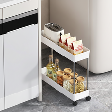 로이라이프 틈새전용 수납 트롤리 40 x 13 x 35 cm, 흰색, 2단