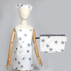 BEBE CHOUETTE 兒童防水圍裙 + 頭巾 + 收納袋套組