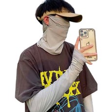 로브로코 기능성 통풍 골프 마스크 + 팔토시 양쪽 세트, 멜란지 그레이, 1세트