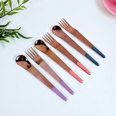 Bogen Sugar 茶匙點心叉玫瑰金6件組, 茶匙 3p + 點心叉 3p, 1套