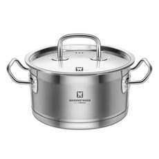 WAGENSTEIGER IH電磁爐適用Skal系列不鏽鋼雙耳鍋, 銀色, 22cm, 1個