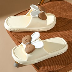 Homeflow兔耳蝴蝶結室內拖鞋, 1個, 象牙白