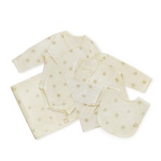 베이비앤아이 신생아 출산선물 배냇저고리 + 배냇슈트 + 속싸개 + 면턱받이 세트