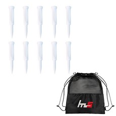 NAYASTYLE 高爾夫球釘 10入 + 專用收納袋 套組 GFYP-177-1PU, 白色(高爾夫球釘), 混色(收納袋)