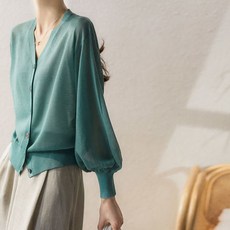 마켓에이 여성용 벌룬소매 루즈핏 가디건