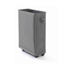 Market Plan 窄型可摺疊附輪洗衣籃, 灰色