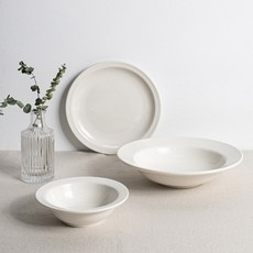 시라쿠스 뉴욕 백지 1인 양식세트 3p, 화이트, 원형접시 L + 쿠프 찬기 15cm + 파스타볼 25cm, 1세트