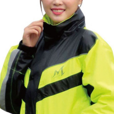 MotoC M205雙側開運動型風雨衣, 1入, 螢黃, M