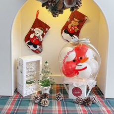LOVELY FARM LED聖誕魔術氣球 + 壓克力樹套組, 1 雪人 + 2紅色混合