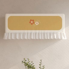 지앤와이 챠밍 프릴 벽걸이 밴딩 에어컨커버, 베이지꽃