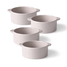 PRELUDE 素色雙柄圓形餐碗, 4個, 單品, 獨立粉紅色