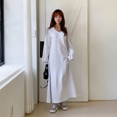 린다샵 제르돌 브이넥 베이직 H라인 롱 원피스 cpops9410k38