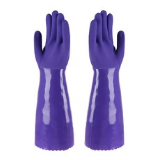 冬季拉絨橡膠手套 40cm KMY21083012 兩面套組, 紫色的, 1套