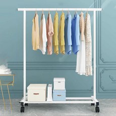 가구느낌 도도행거 철제 스탠드 이동식 옷걸이 1단, 화이트