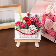 flowertree Luna康乃馨人造花帆布畫框 + 畫架組 P8S, 混色