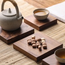 탑시가 검은호두나무 사각 트레이 M, 혼합색상, 1개