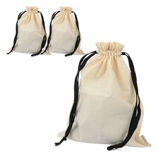 brandyarn 棉布束口袋 3入, 無色 象牙白