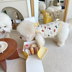 바이담수미 강아지 공룡 누빔 조끼, 옐로우, 1개