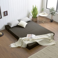 서광퍼니처 맥스 4단 접이식 매트리스 소파베드 고탄성스펀지 180T 고급형, 애쉬카키, 18cm