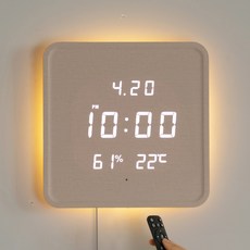 FLaiTO 第三代背光方形溫濕度LED掛鐘, 奶油色