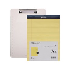 deLi 大容量半透明剪貼板A4+法律墊A4 5p套組, 隨機發貨（剪貼板），黃色（豪華墊）, 1套