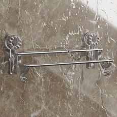 MONACO OLIVE 旋鈕式強力吸附雙層不鏽鋼毛巾架, 1個, 灰色