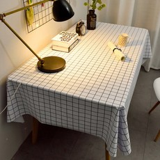 마켓플랜 PVC 방수 심플 식탁보, 체크화이트, 대형(140 x 100cm), 1개
