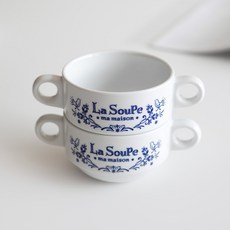 Nicotte Mamaison 藍玫瑰湯杯 275ml 2p + 禮盒套裝, 1套, 混合顏色