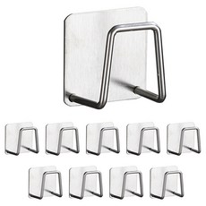 Mrs. Home 免打孔不鏽鋼多用途菜瓜布架掛勾, 10個, 銀色