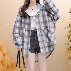 Awesomeful 女款Garion連帽格紋襯衫 A25FST073011